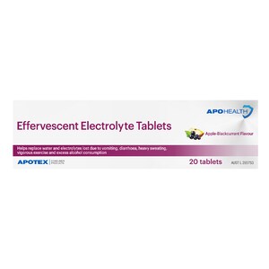 Apohealth Effervescent Electrolyte Tablets Apple-Blackcurrant 20 Tablets