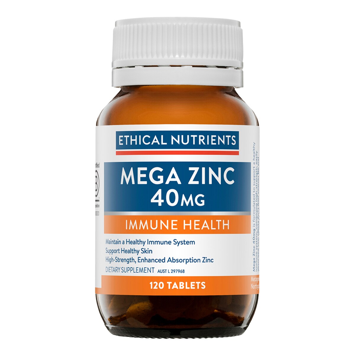 Ethical Nutrients Mega Zinc 40Mg 120 Tablets