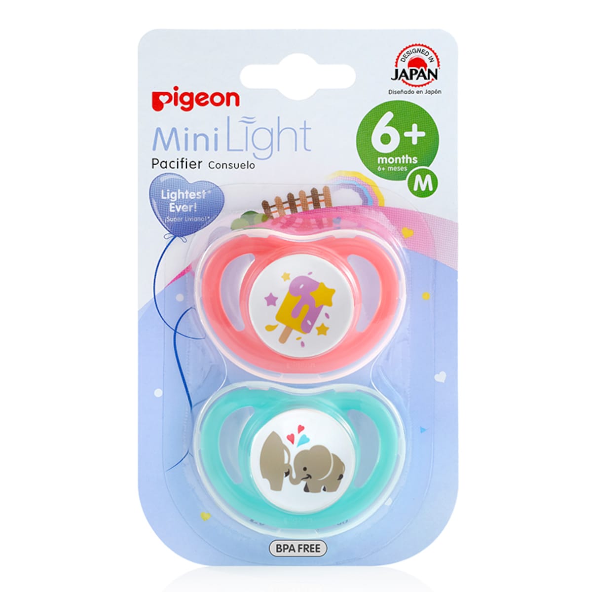 Pigeon Mini Light Pacifier Medium (6+ Months) Twin Pack (Colours Selected At Random)