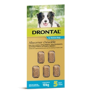 Drontal Allwormer Chewable For Medium Dogs 5 Chews