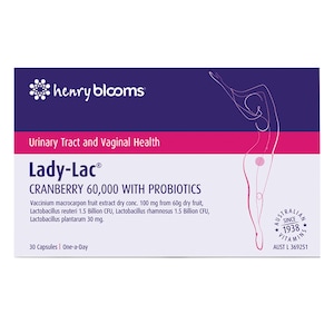 Henry Blooms Lady-Lac Cranberry 60000 With Probiotics 30 Capsules