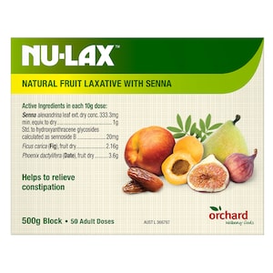 Nu-Lax Natural Fruit Laxative With Senna Block 500G