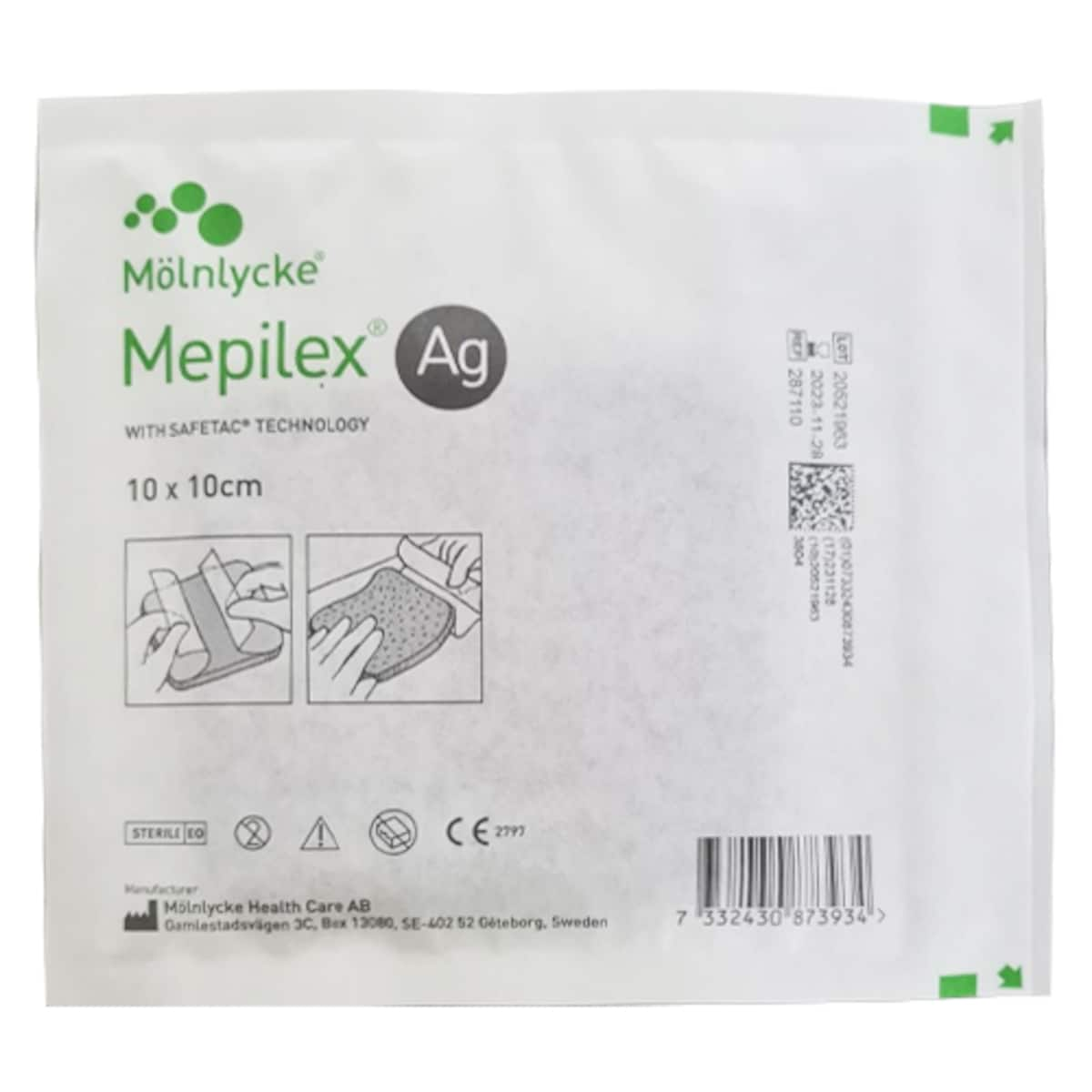 Mepilex Ag Antimicrobial Foam Wound Dressing 287110 10Cm X 10Cm Single