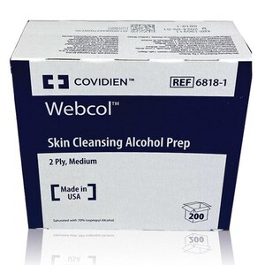 Webcol Skin Cleansing Alcohol Prep Wipes 200 Pack