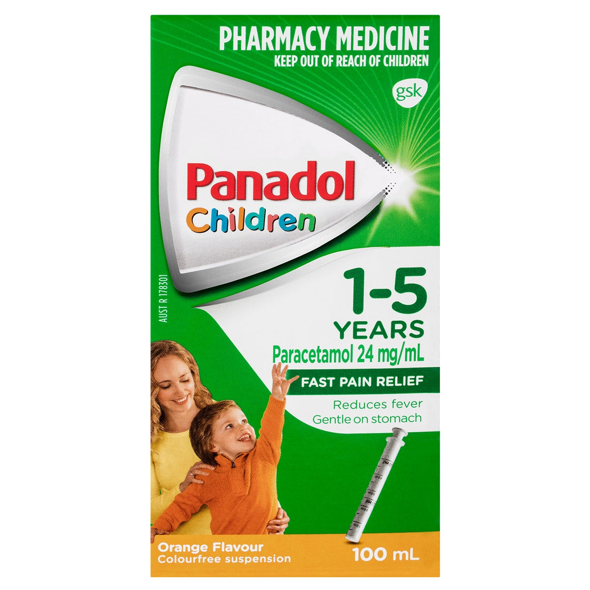 Panadol Children 1-5 Years Orange Flavour Colour Free 100ml