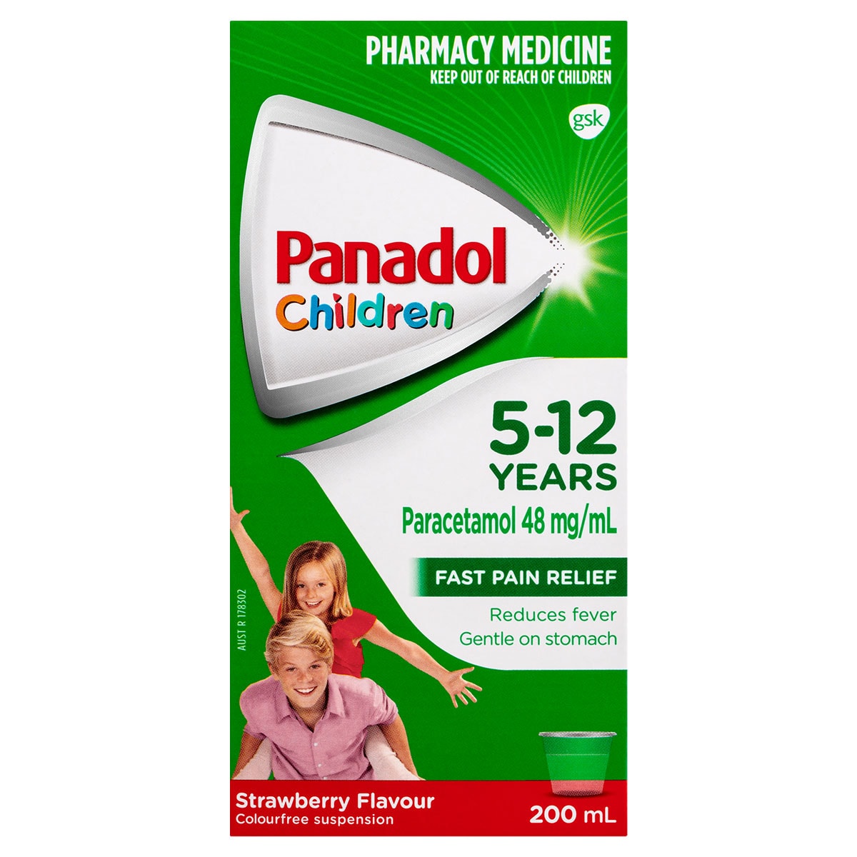 Panadol Children 5-12 Years Fever & Pain Relief Strawberry 200ml