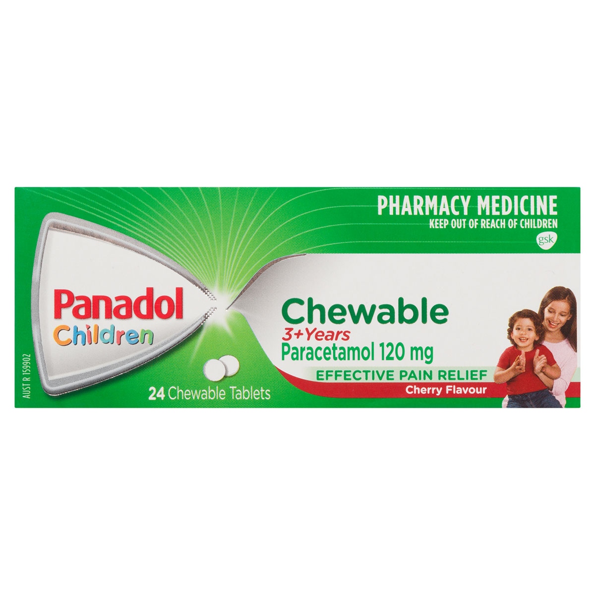 Panadol Children 3 Years+ Pain Relief 24 Chewable Tablets