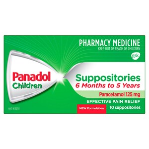 Panadol Children Suppositories 6 Months - 5 Years Pain Relief 10 Pack