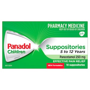 Panadol Children Suppositories 5 - 12 Years Pain Relief 10 Pack