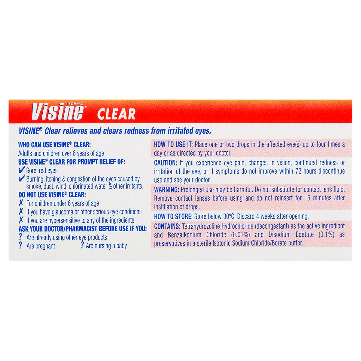 Visine Eye Drops Clear 15ml