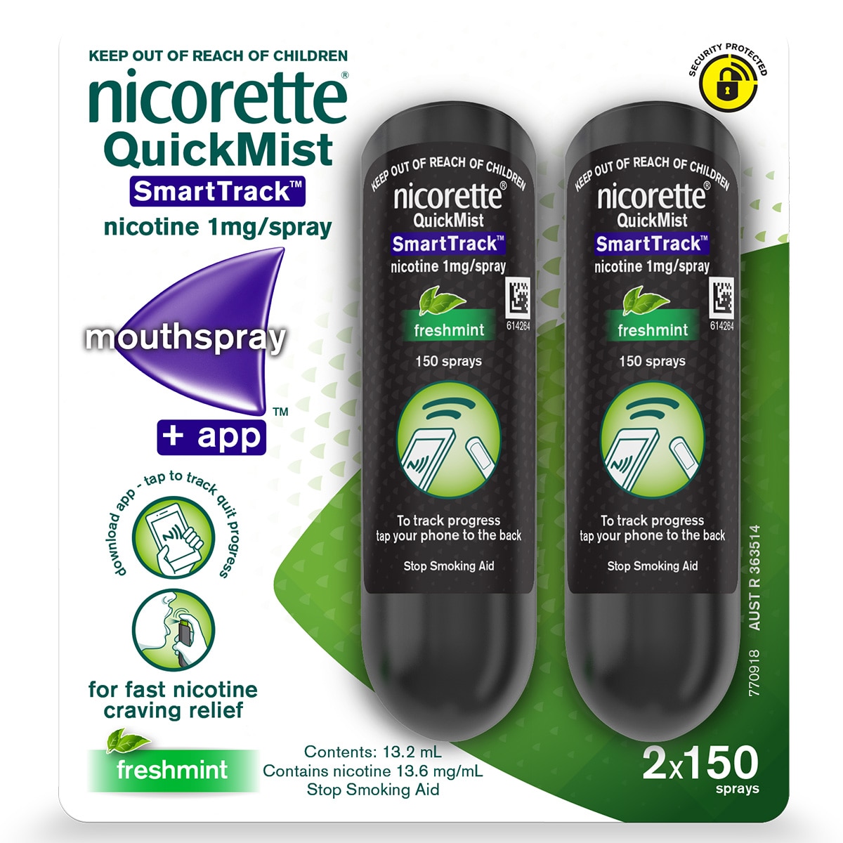 Nicorette Quit Smoking Quickmist Nicotine Mouth Spray Smart Track 2 X 150 Sprays