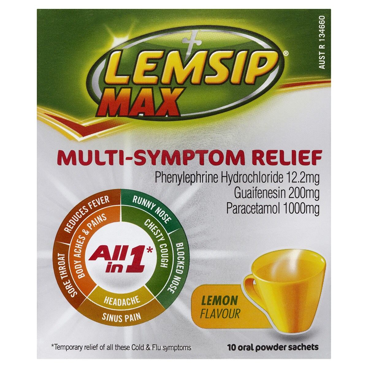 Lemsip Max Multi-Symptom Relief All In One Cold & Flu Lemon 10 Sachets