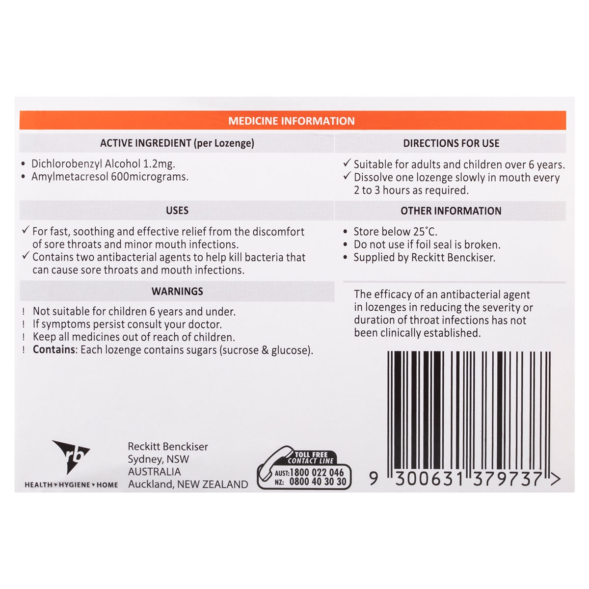 Strepsils Sore Throat Relief Orange 36 Lozenges