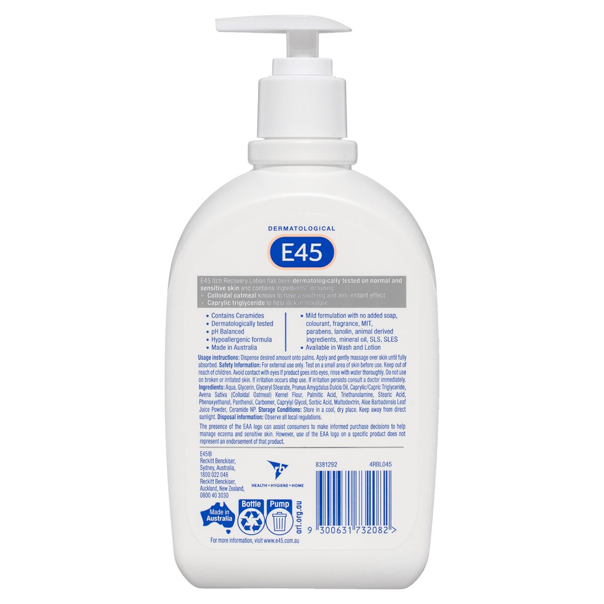 E45 Itch Recovery Moisturising Lotion 500ml