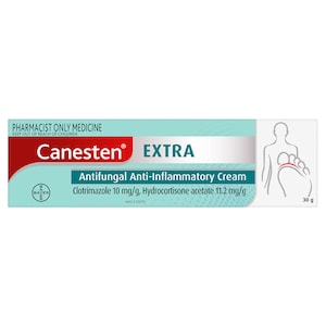 Canesten Extra Clotrimazole (10mg/g) Hydrocortisone (11.2mg/g) Antifungal Anti-Inflammatory Cream 30g