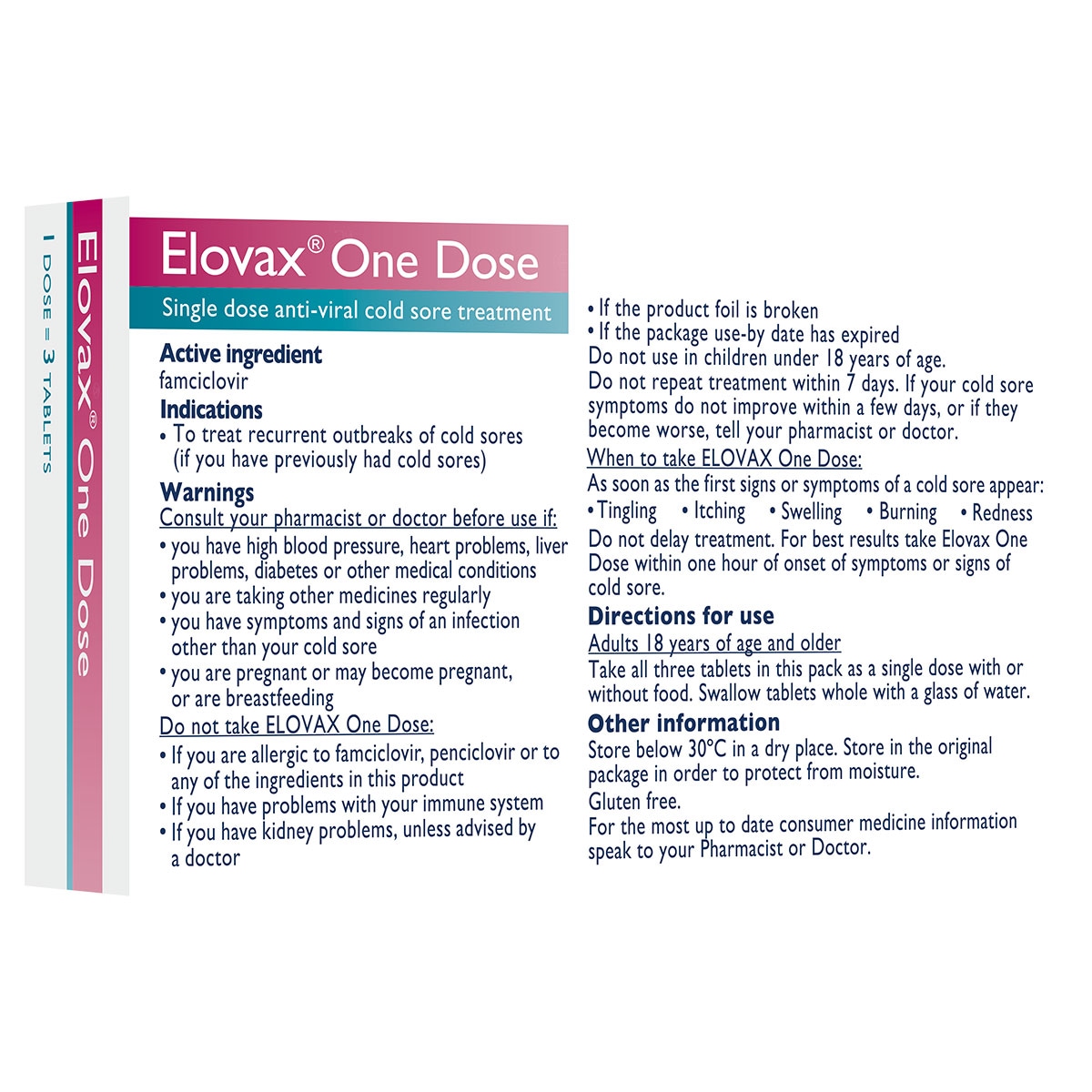 Elovax One Dose Famciclovir (500mg) 3 Tablets