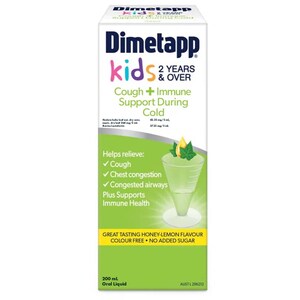 Dimetapp Kids 2+ Years Cough + Immune Support Liquid 200Ml