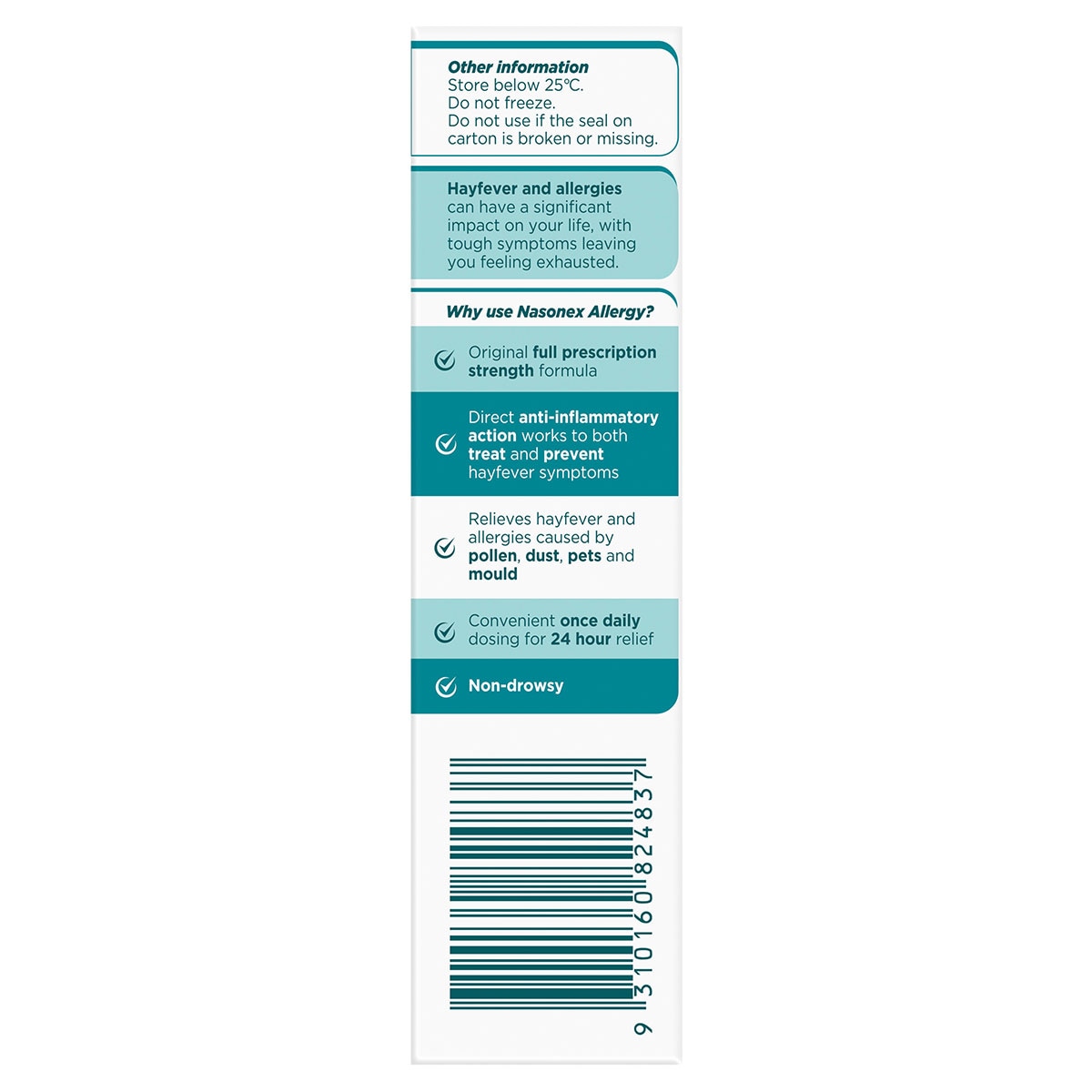 Nasonex Allergy Non-Drowsy 24 Hour Nasal Spray 65 Metered Sprays