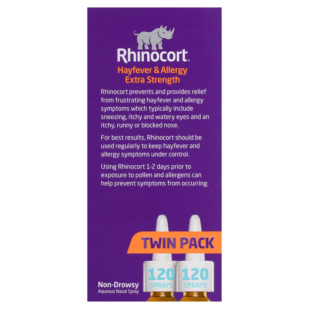 Rhinocort Hayfever & Allergy Extra Strength Nasal Spray 120 Sprays x 2 Pack