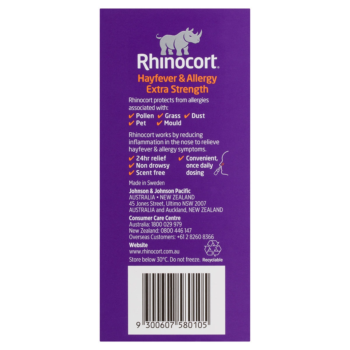 Rhinocort Hayfever & Allergy Extra Strength Nasal Spray 120 Sprays x 2 Pack