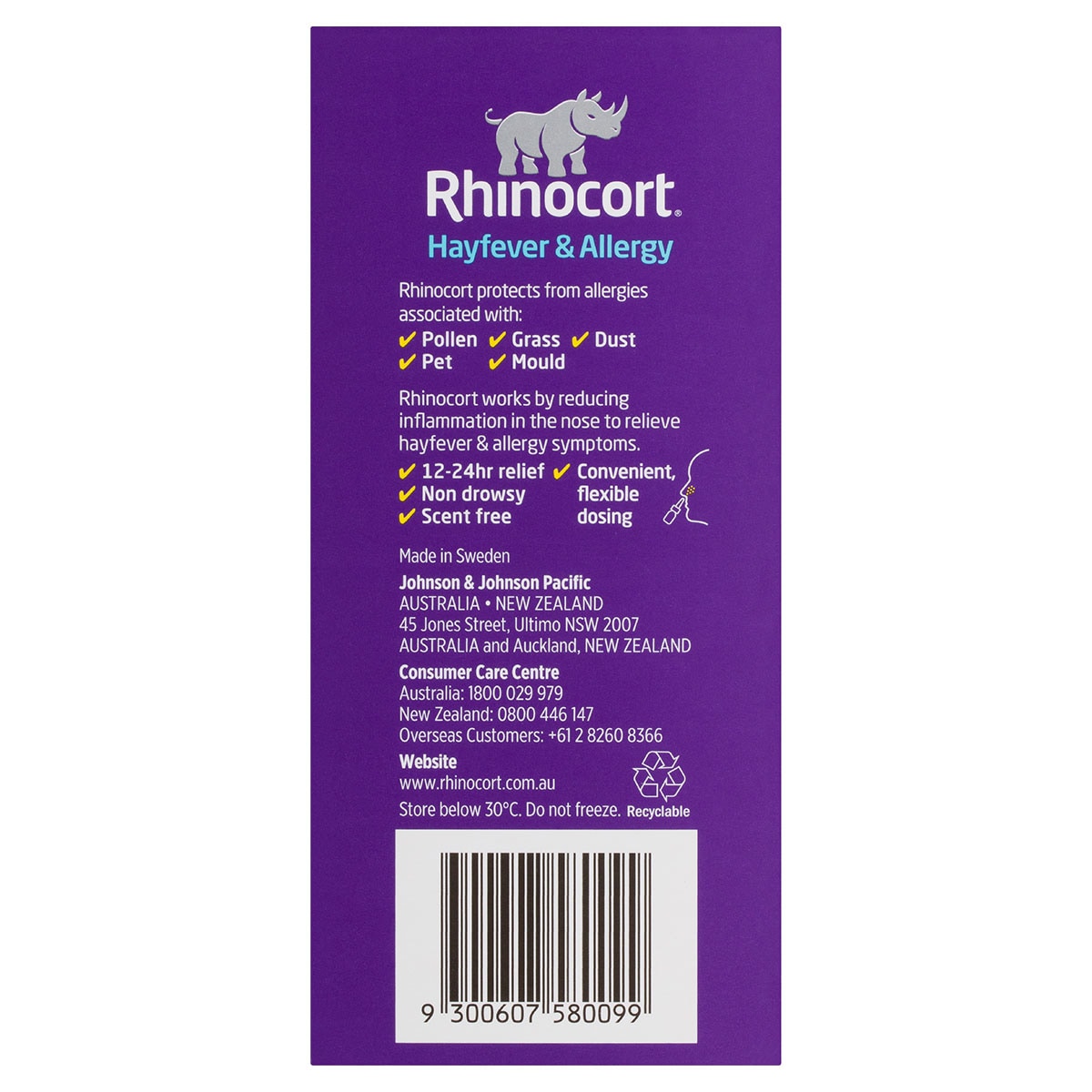 Rhinocort Hayfever & Allergy Original Nasal Spray 120 Sprays x 2 Pack