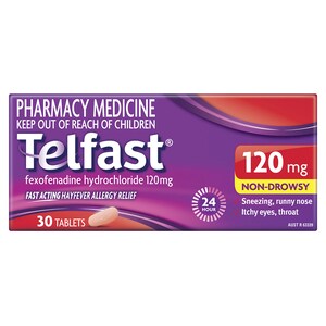 Telfast Fast Acting Hayfever Allergy Relief 120mg 30 Tablets