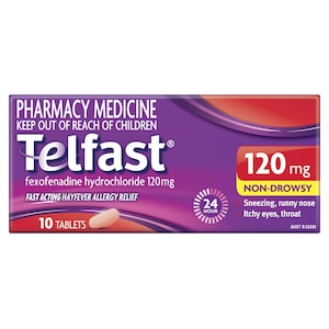 Telfast Fast Acting Hayfever Allergy Relief 120mg 10 Tablets