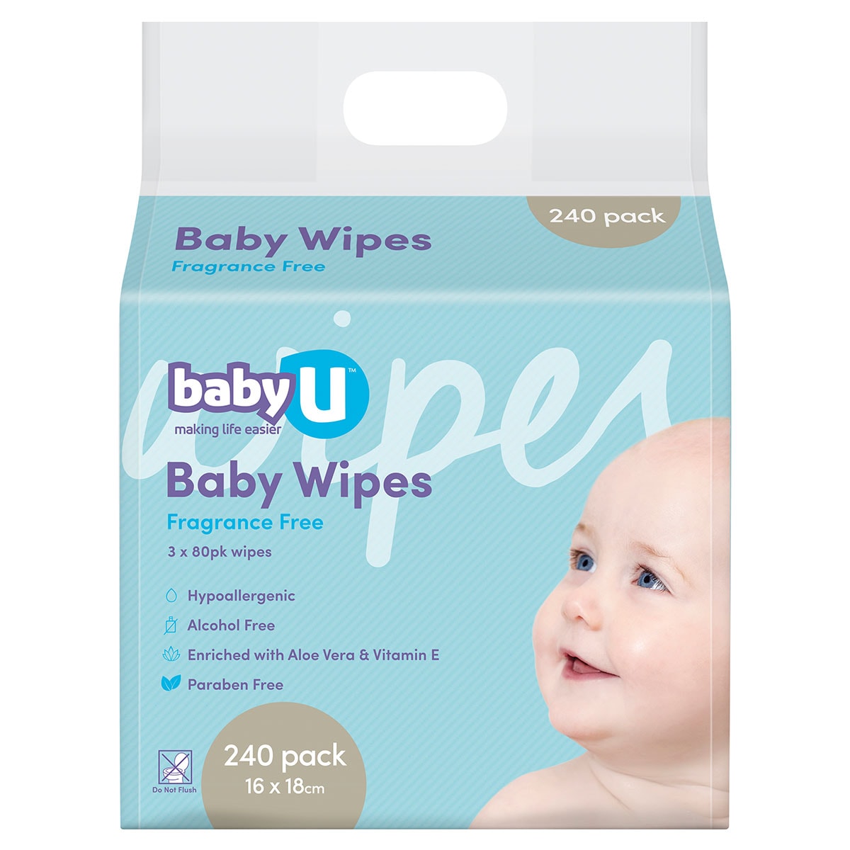 Baby U Fragrance Free Wipes 240 Pack