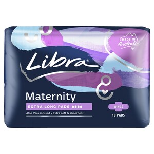 Libra Maternity Extra Long Pads With Wings 10 Pack