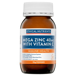 Ethical Nutrients Mega Zinc 40Mg With Vitamin C Orange 95G Powder