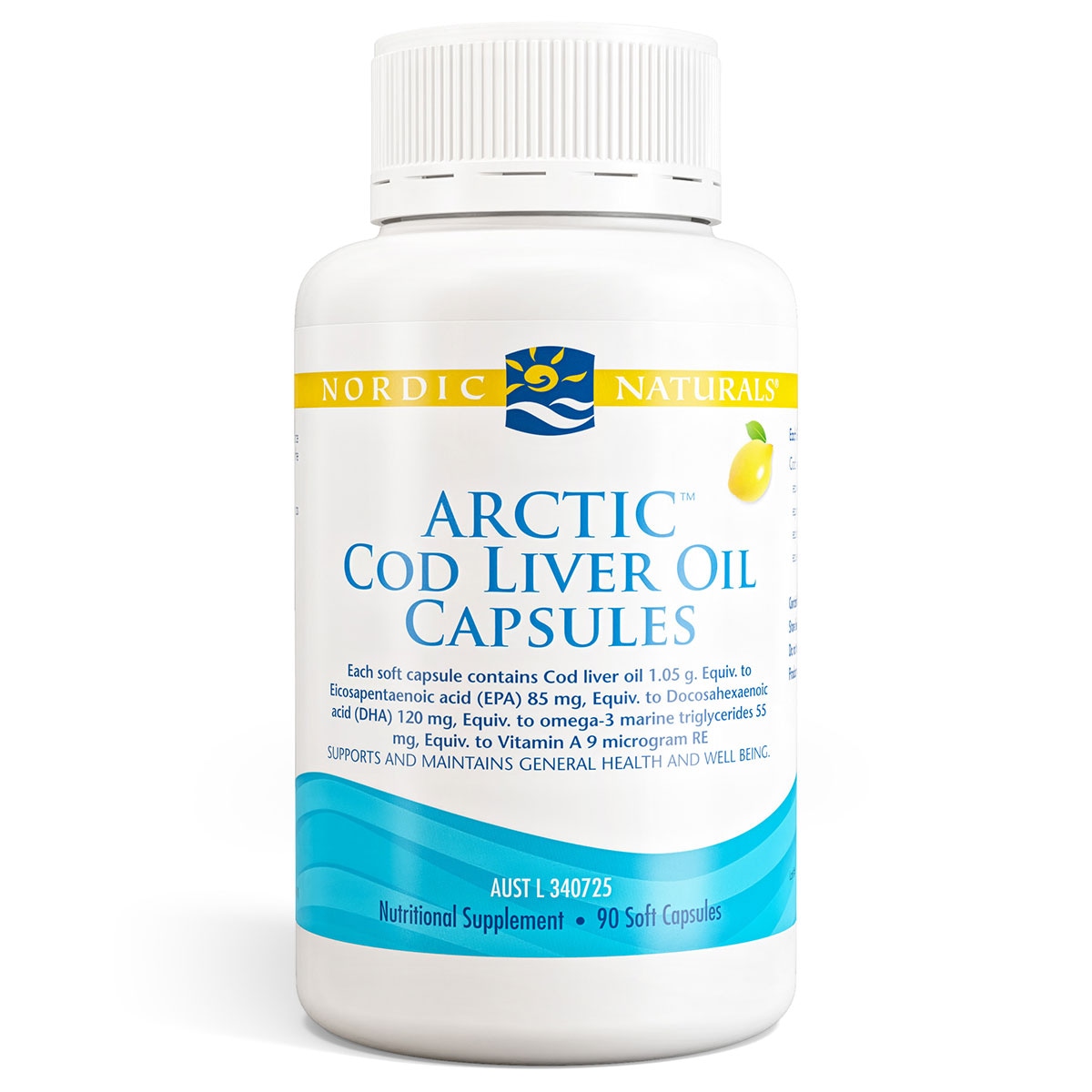 Nordic Naturals Arctic Cod Liver Oil Lemon 90 Soft Gels