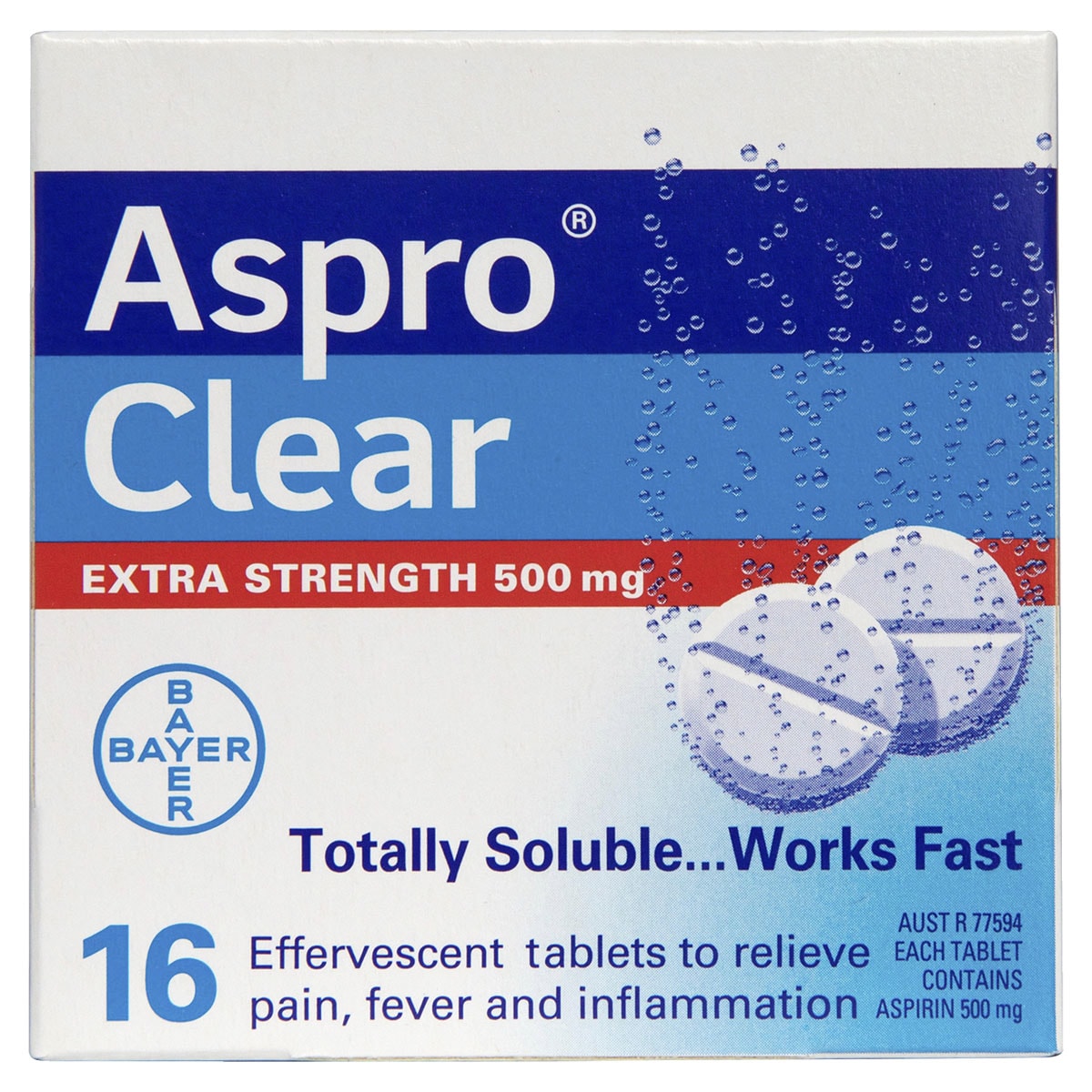 Aspro Clear Extra Strength Pain Relief 16 Soluble Tablets