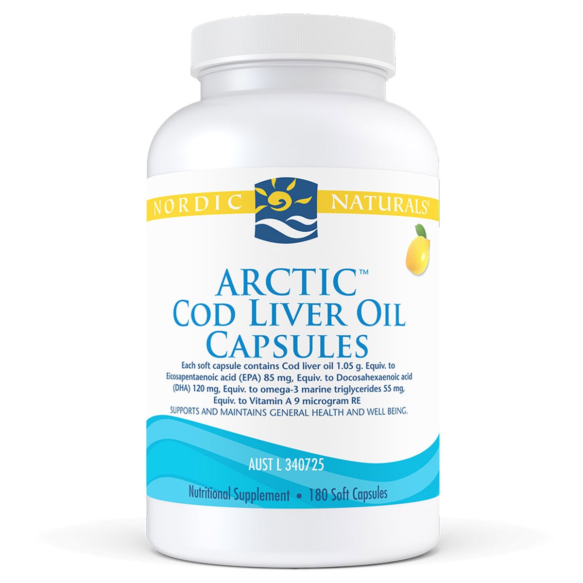 Nordic Naturals Arctic Cod Liver Oil Lemon 180 Soft Gels