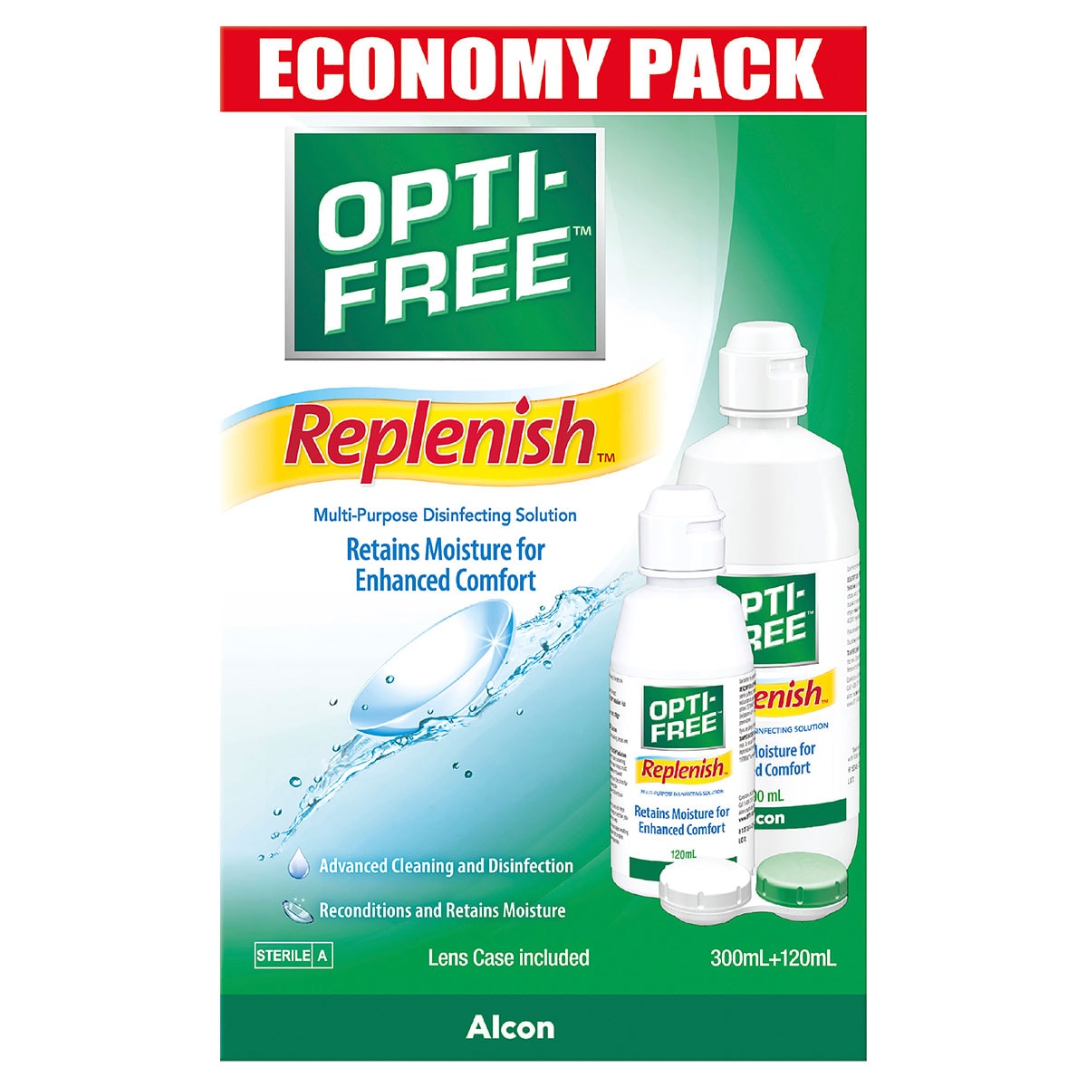 Opti-Free Replenish Multi-Purpose Disinfecting Solution Economy Pack 300Ml + 120Ml