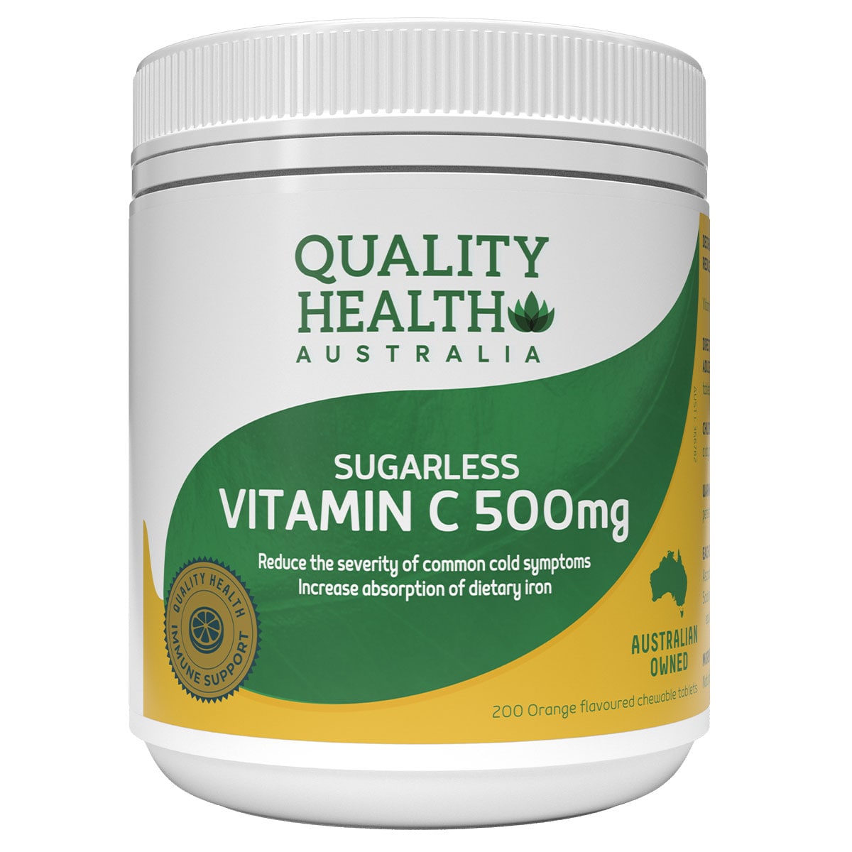 Quality Health Sugarless Vitamin C 500Mg 200 Chewable Tablets