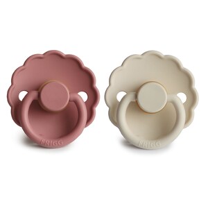 Frigg 0-6 Months Daisy Pacifier Cream/Powder Blush 2 Pack