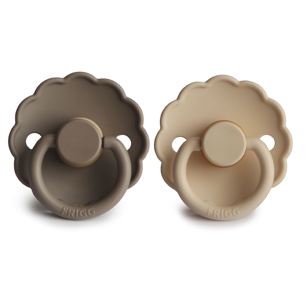 Frigg 0-6 Months Daisy Pacifier Croissant/Portobello 2 Pack