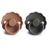 Frigg 0-6 Months Daisy Pacifier Graphite/Peach Bronze 2 Pack