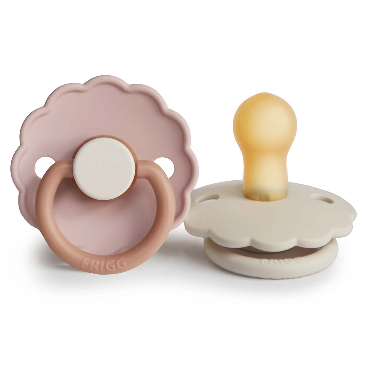 Frigg 0-6 Months Daisy Pacifier Biscuit/Cream 2 Pack