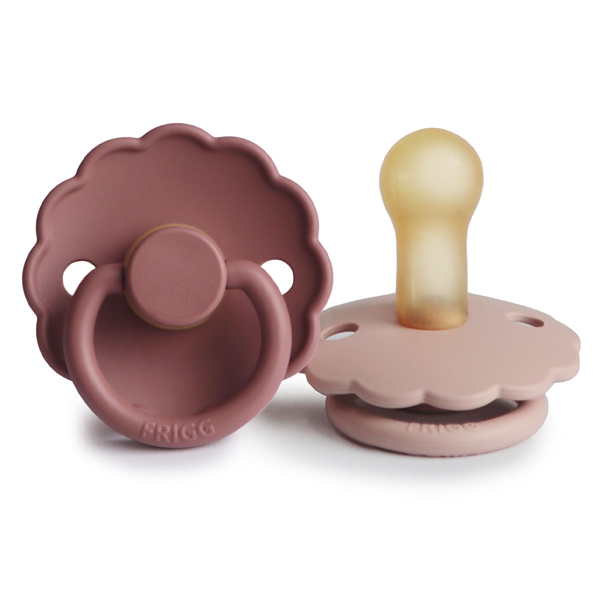 Frigg 6-18 Months Daisy Pacifier Blush/Woodchuck 2 Pack