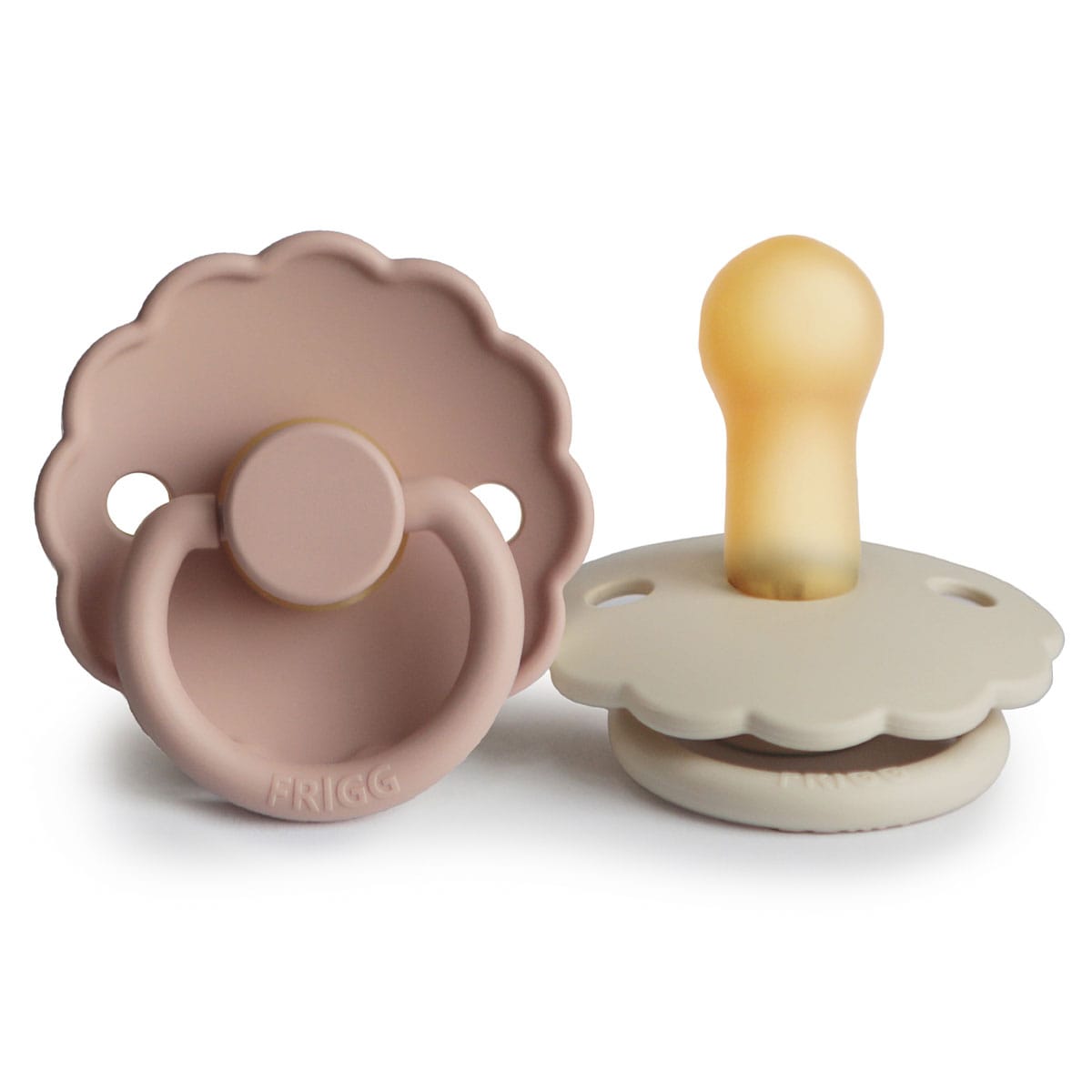 Frigg 6-18 Months Daisy Pacifier Blush/Cream 2 Pack