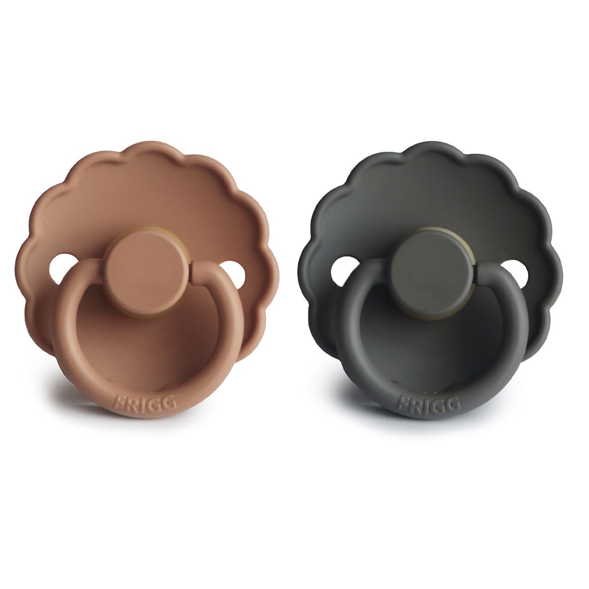 Frigg 6-18 Months Daisy Pacifier Graphite/Peach Bronze 2 Pack