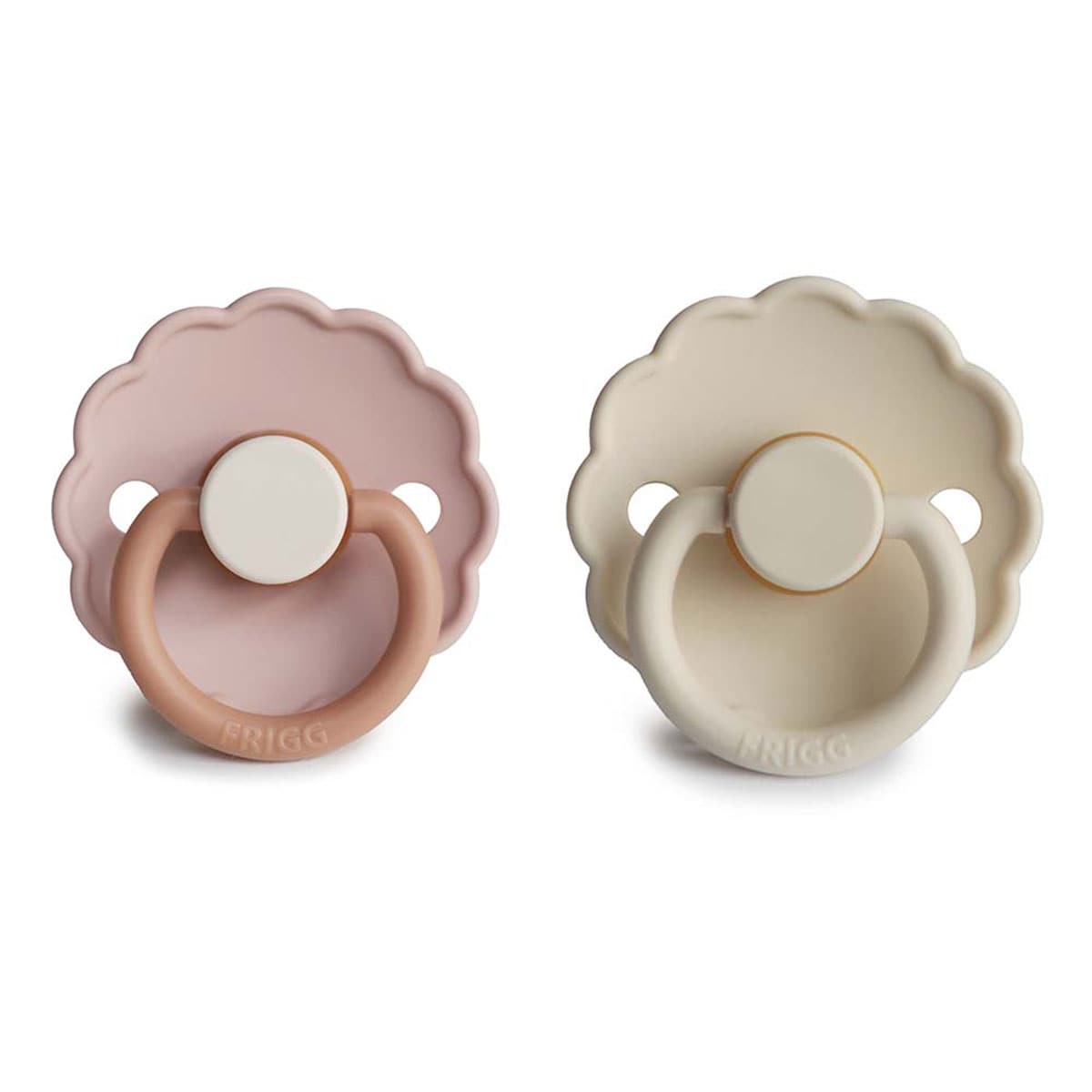 Frigg 6-18 Months Daisy Pacifier Biscuit/Cream 2 Pack