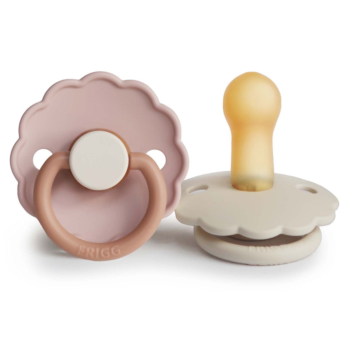 Frigg 6-18 Months Daisy Pacifier Biscuit/Cream 2 Pack