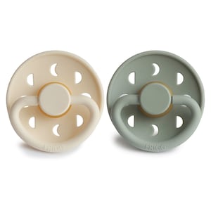 Frigg 0-6 Months Moon Phase Pacifier Cream/Sage 2 Pack