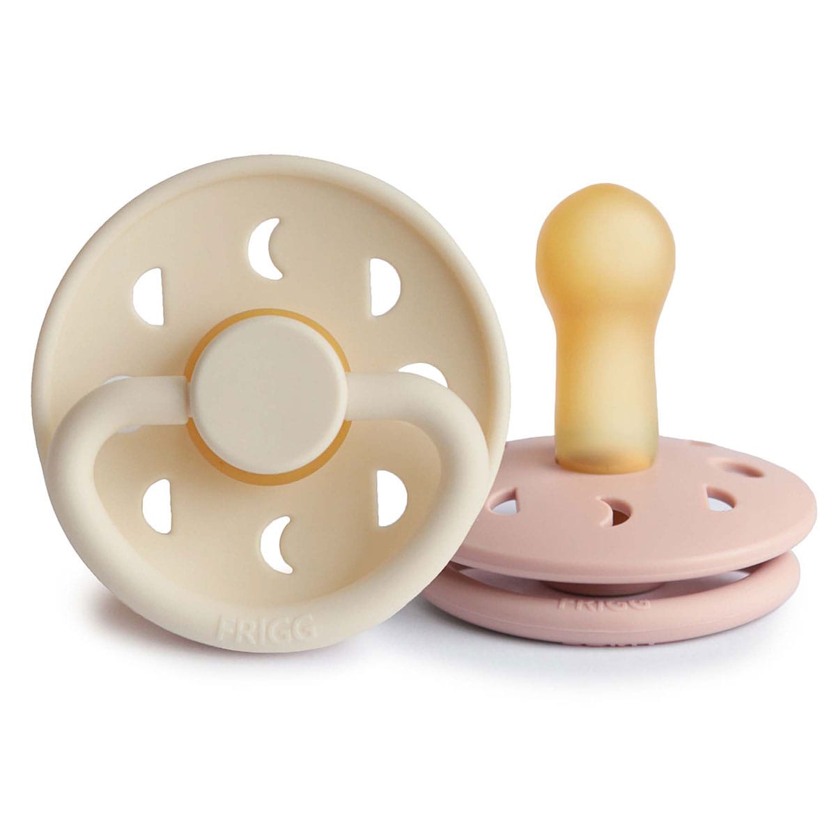 Frigg 6-18 Months Moon Phase Pacifier Blush/Cream 2 Pack