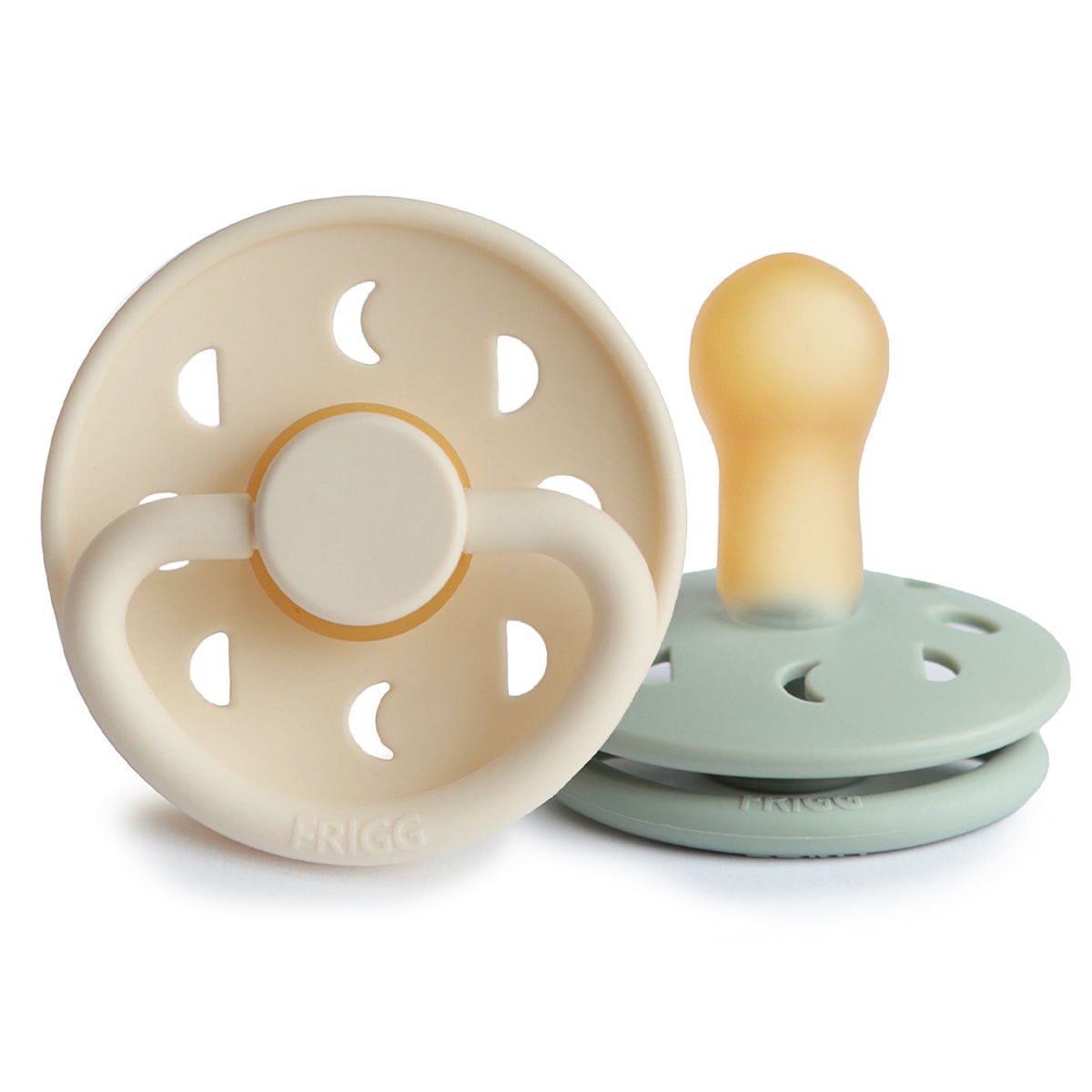 Frigg 6-18 Months Moon Phase Pacifier Cream/Sage 2 Pack