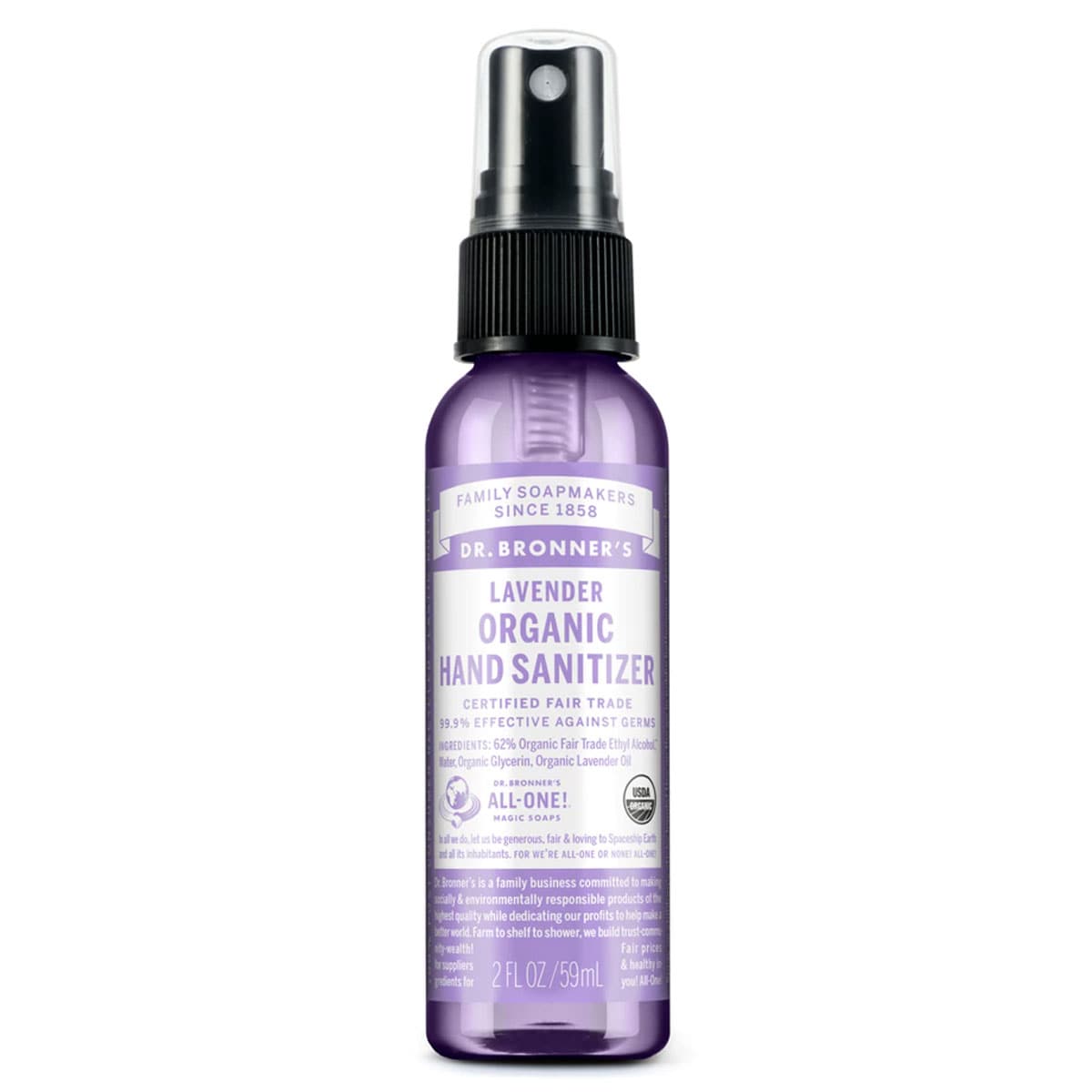 Dr Bronners Organic Hand Sanitizer Spray Lavender 59Ml