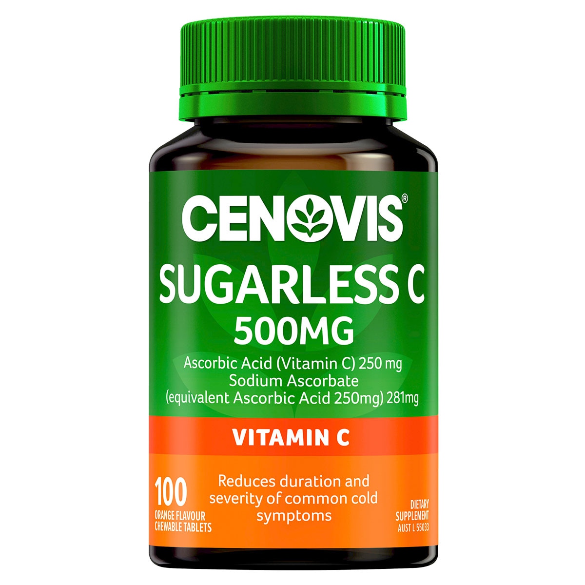 Cenovis Sugarless C 500Mg Orange Flavour 100 Tablets