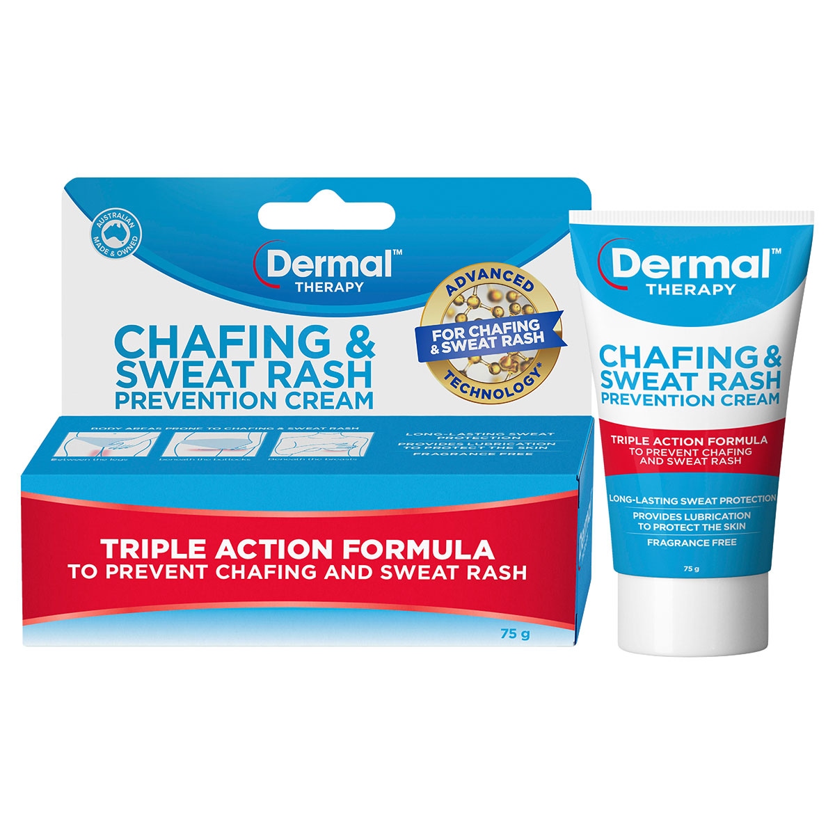 Dermal Therapy Chafing & Sweat Rash Prevention Cream 75G